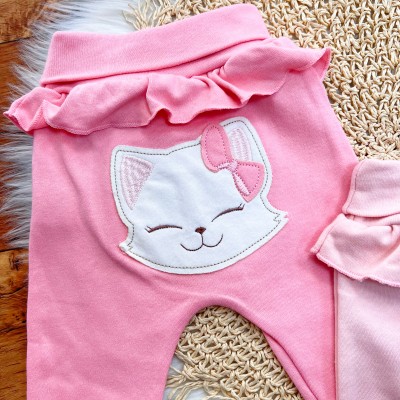 Kit 3 Calças - Gatinha de Lacinho - Rose e Rosa